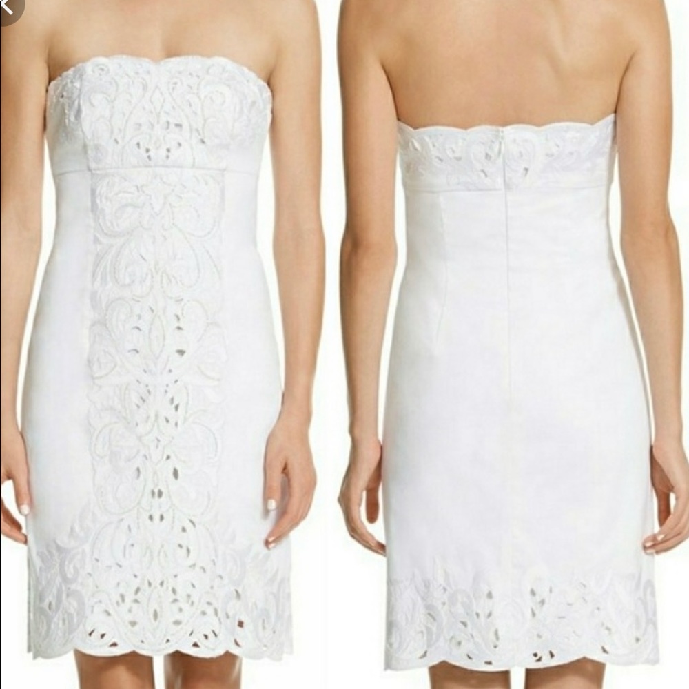 WHBM strapless embroidered dress Size 0 NWT